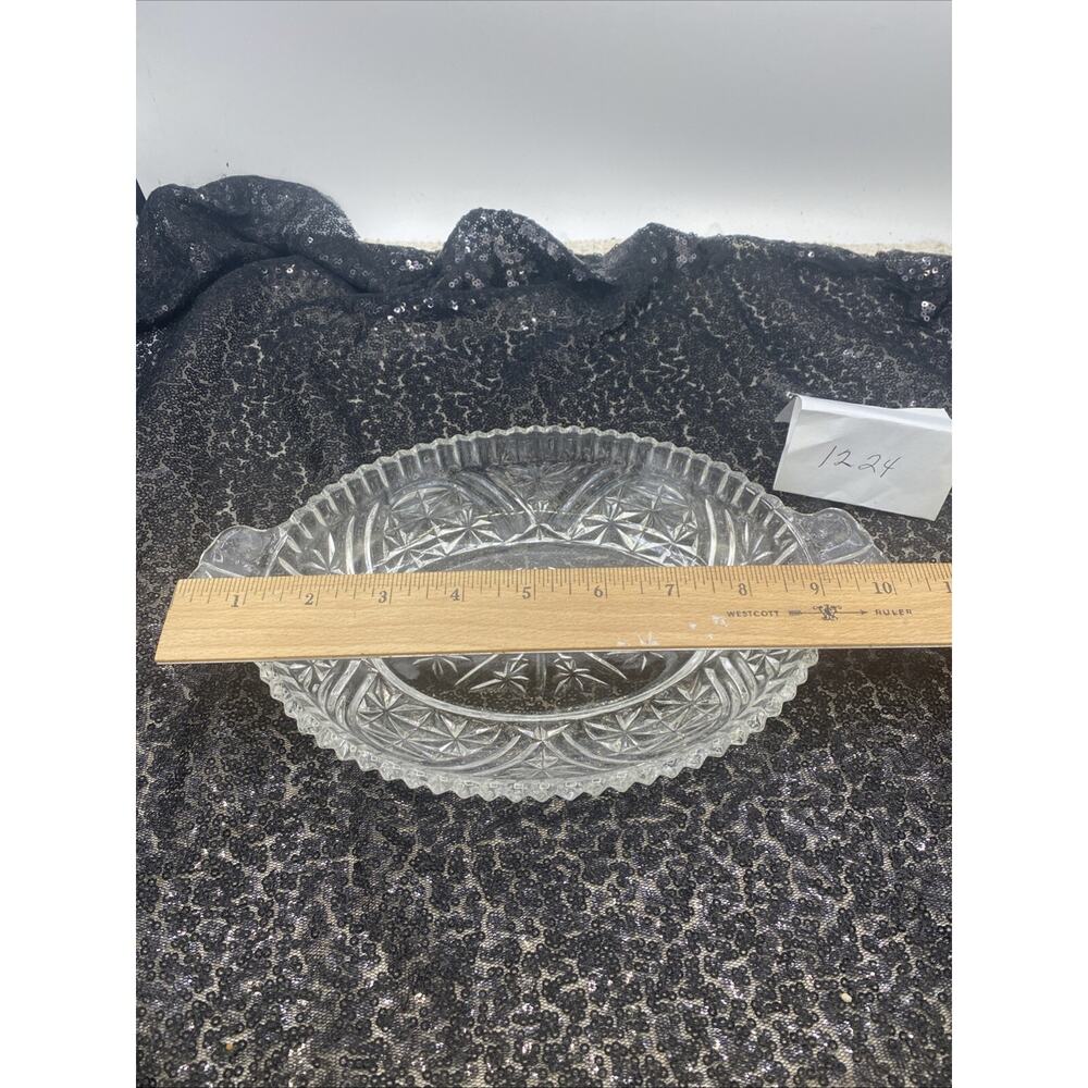 Vintage Crystal Cut Glass Divided Dish Scallop Edge Candy Pickle Trinket 10”x 6” - Picture 6 of 11